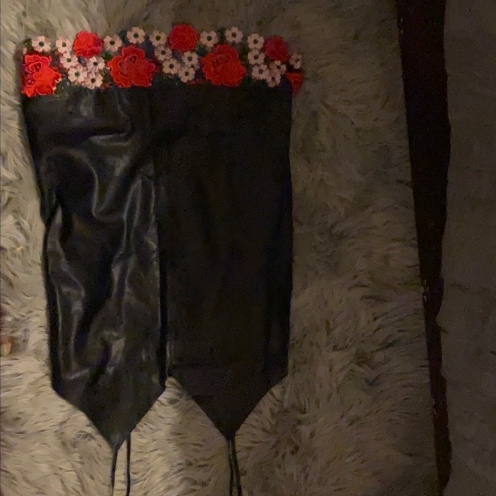 Black dress with flower trim